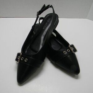 Top Moda Black Slingback Pumps Buckle Detail Adjustable "Garner 1" Sz 5.5 NWOT